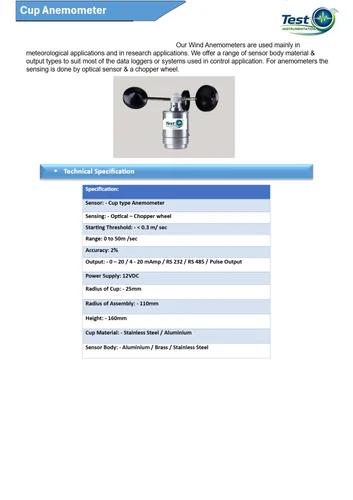 Cup Type Anemometer
