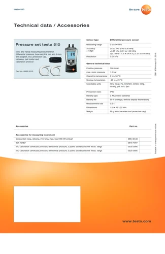 Testo 510 Digital Manometer